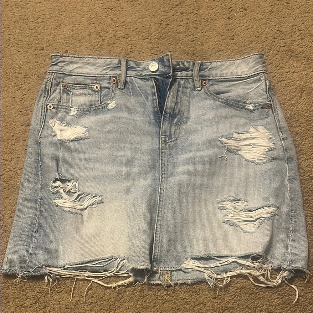 Distressed Denim Skirt - Picture 1 of 4